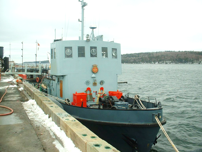 MRC was awarded the contract to recycle three DND Auxiliary Vessels including a YRG 60 refueling vessel, a YDG 2 Deperming Barge and a YDT 12 Granby pictured here. 